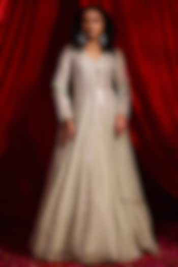 Sage Green Georgette Mirror Embroidered Bridal Anarkali Set

 by Nidhika Shekhar at Pernia's Pop Up Shop