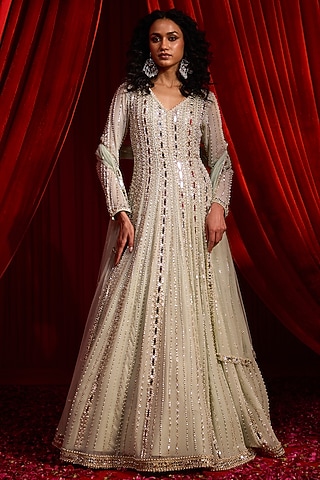 Sage Green Georgette Mirror Embroidered Anarkali Set

 by Nidhika Shekhar