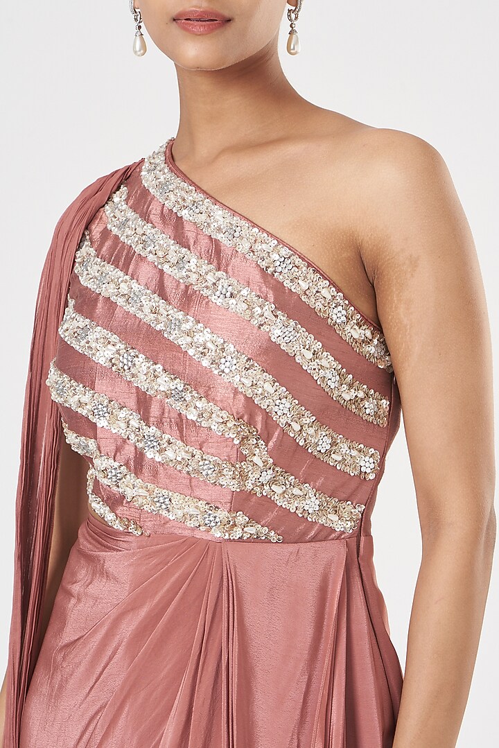 Nude Embroidered Gown by Nidhika Shekhar at Pernia's Pop Up Shop