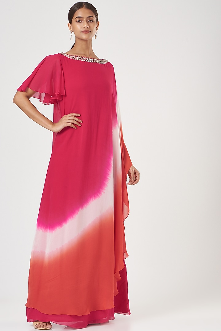 Pink Embroidered Kaftaan by Nidhika Shekhar at Pernia's Pop Up Shop