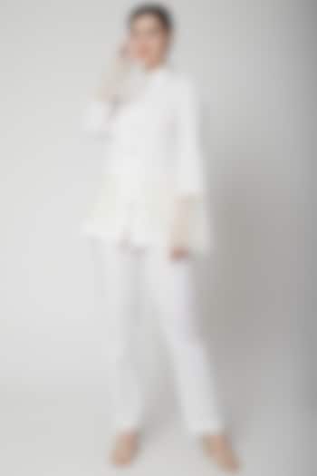 White Embroidered Blazer Set by Nidhika Shekhar at Pernia's Pop Up Shop