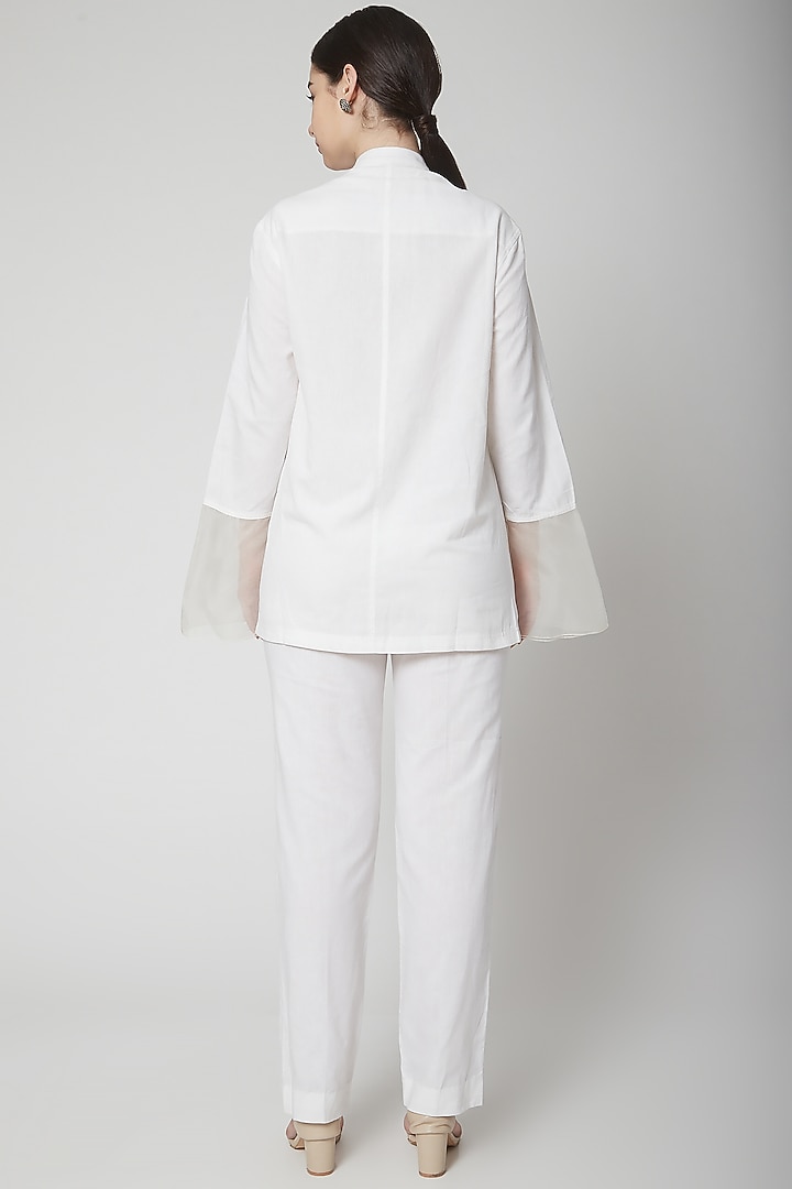 White Embroidered Blazer Set by Nidhika Shekhar at Pernia's Pop Up Shop