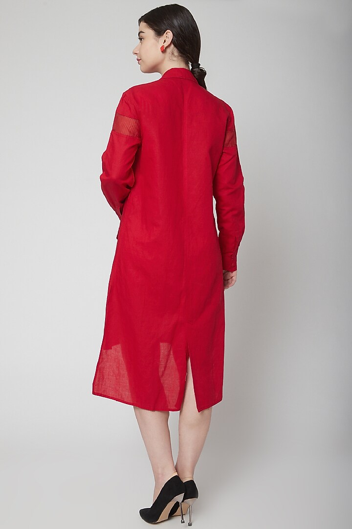 Red Cotton Linen Mini Blazer Summer Dress by Nidhika Shekhar at Pernia's Pop Up Shop