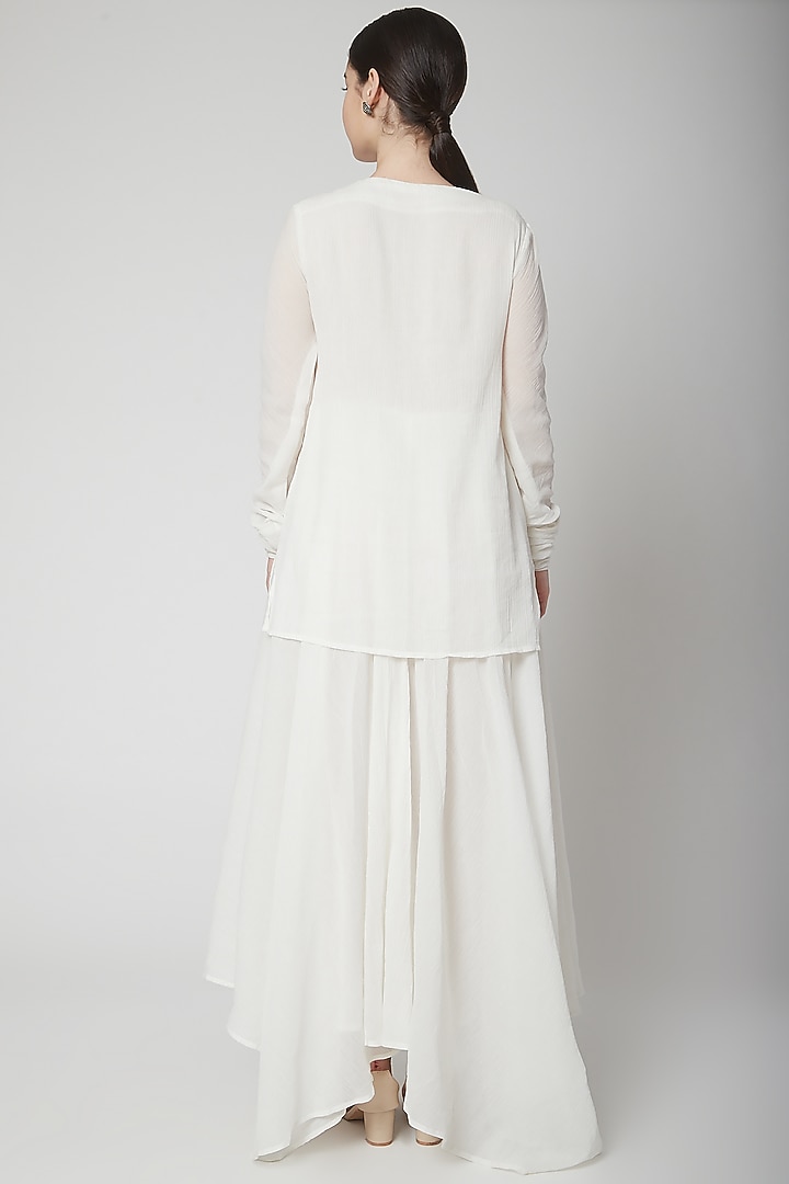 White Draped Cotton Kurta by Nidhika Shekhar at Pernia's Pop Up Shop