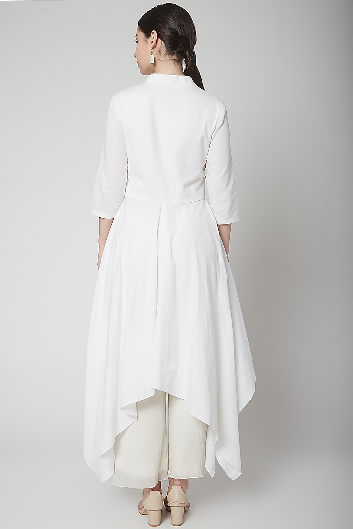 White Draped Kurta With Pants by Nidhika Shekhar at Pernia's Pop Up Shop
