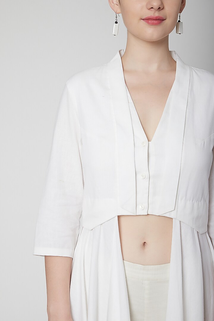 White Draped Kurta With Pants by Nidhika Shekhar at Pernia's Pop Up Shop