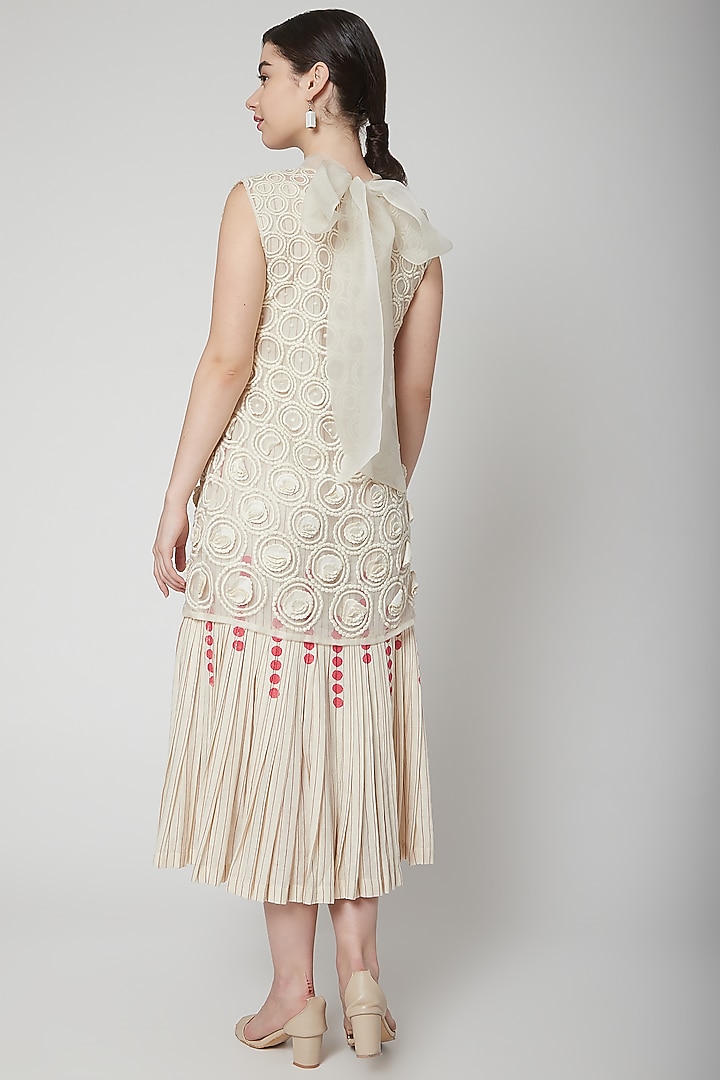White Organza Embroidered Midi Cocktail Dress by Nidhika Shekhar at Pernia's Pop Up Shop