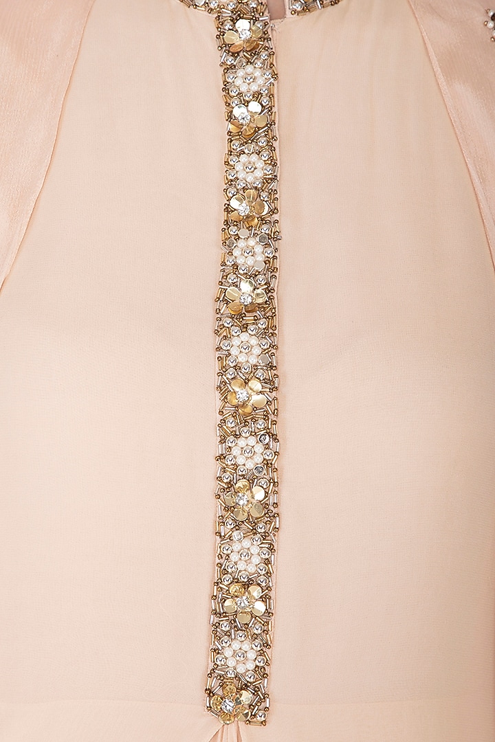 Beige Embroidered Party Wear Gown by Nidhika Shekhar at Pernia's Pop Up Shop