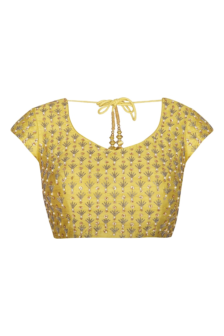 Yellow Embroidered Pre-Draped Wedding Saree Set by Nidhika Shekhar at Pernia's Pop Up Shop