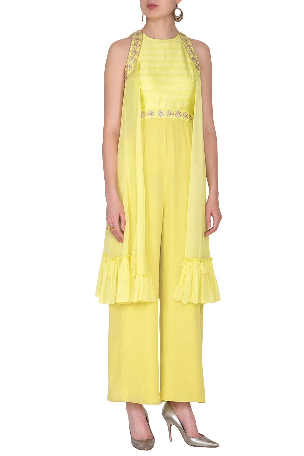 yellow cape jumpsuit