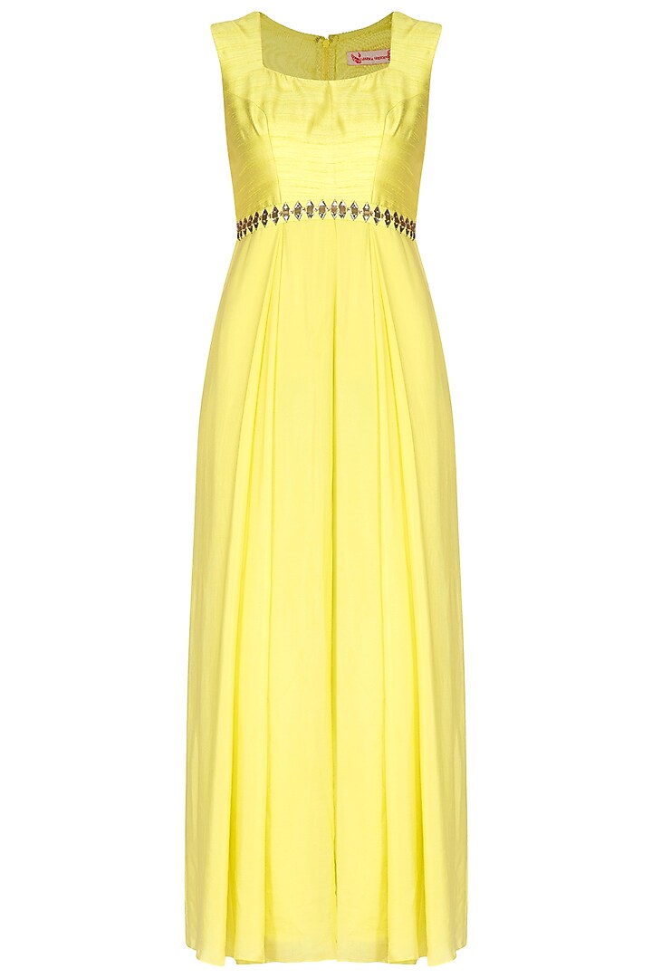 Yellow Jumpsuit With Embroidered Cape by Nidhika Shekhar at Pernia's Pop Up Shop