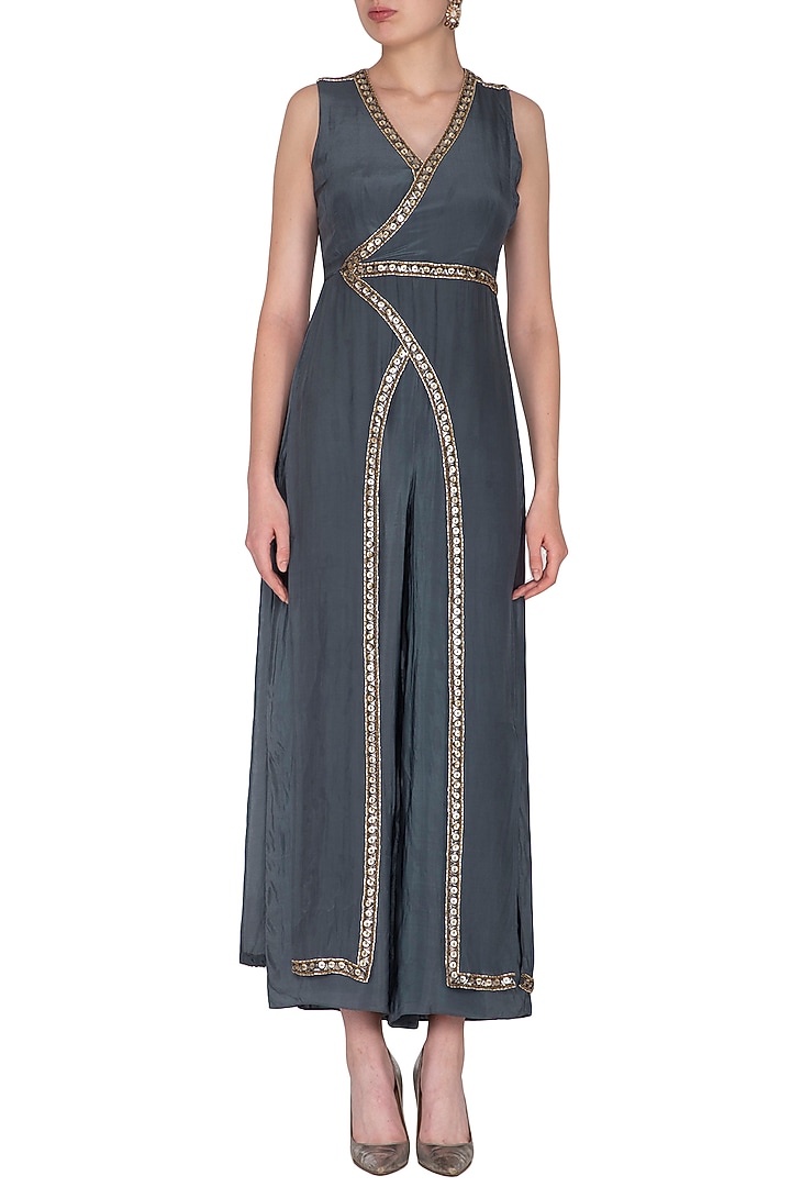 Cobalt Blue Embroidered Jumper by Nidhika Shekhar at Pernia's Pop Up Shop