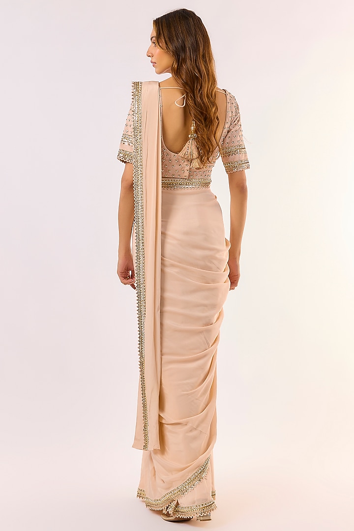 Purple Crepe & Silk Sequins Embroidered Wedding Saree Set by Nidhika Shekhar at Pernia's Pop Up Shop