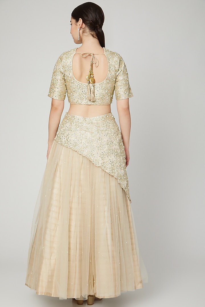 Beige Floral Embellished Wedding Lehenga Set by Nidhika Shekhar at Pernia's Pop Up Shop