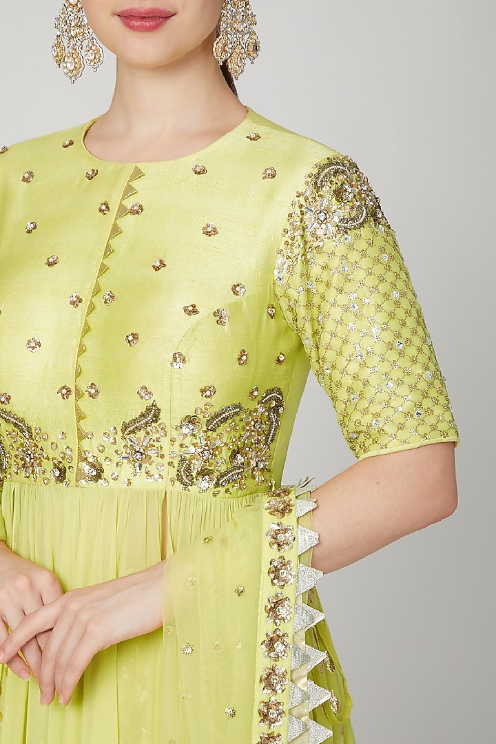 Yellow Embroidered Wedding Lehenga Set by Nidhika Shekhar at Pernia's Pop Up Shop