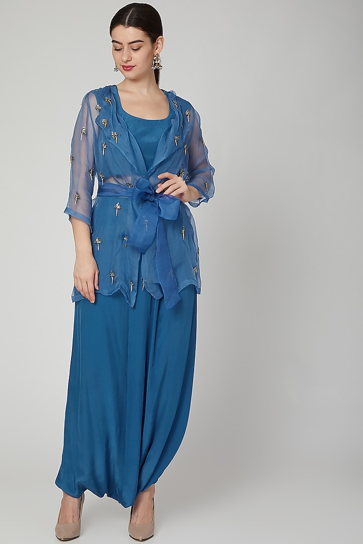 Cobalt Blue Dhoti Set by Nidhika Shekhar at Pernia's Pop Up Shop