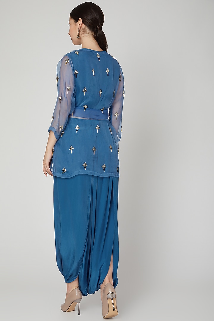 Cobalt Blue Dhoti Set by Nidhika Shekhar at Pernia's Pop Up Shop