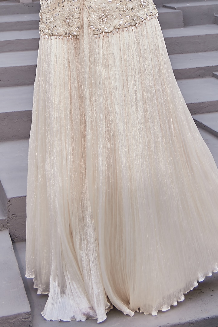 Ivory Crinkle Wedding Sharara Set by Nidhika Shekhar at Pernia's Pop Up Shop