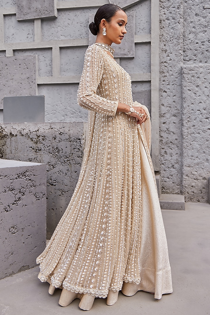 Gold Zari Brocade Wedding Lehenga Set by Nidhika Shekhar at Pernia's Pop Up Shop