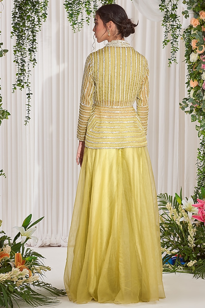 Hariyali Green Satin Wedding Sharara Set by Nidhika Shekhar at Pernia's Pop Up Shop