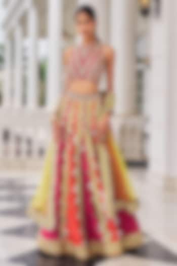 Multi-Colored Silk Sequins Embroidered Bridal Lehenga Set by Nidhika Shekhar at Pernia's Pop Up Shop