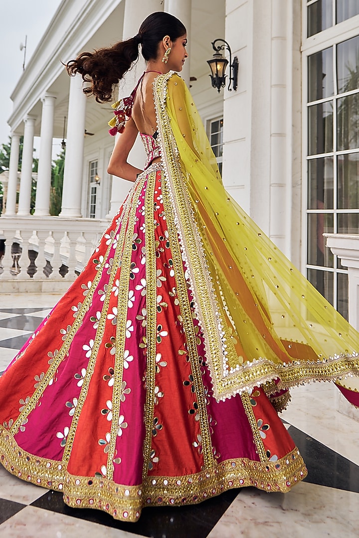 Multi-Colored Silk Sequins Embroidered Bridal Lehenga Set by Nidhika Shekhar at Pernia's Pop Up Shop