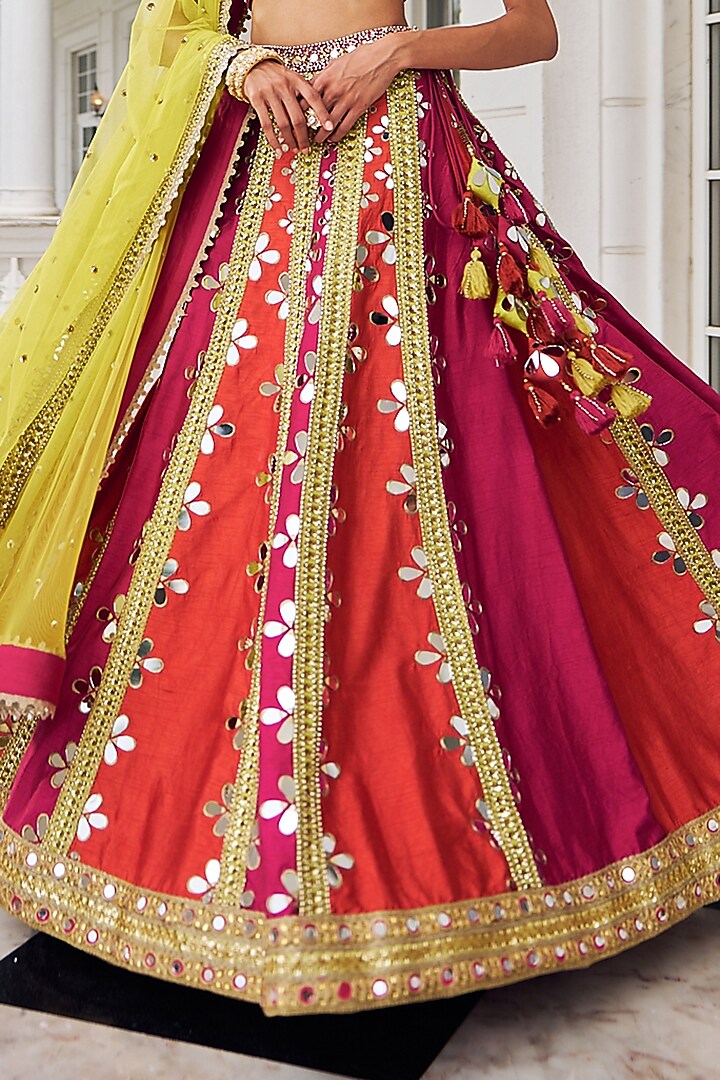 Multi-Colored Silk Sequins Embroidered Bridal Lehenga Set by Nidhika Shekhar at Pernia's Pop Up Shop