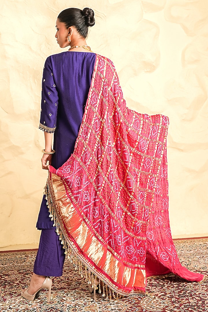 Purple Chanderi Zari Embroidered Kurta Set by Nidhika Shekhar at Pernia's Pop Up Shop