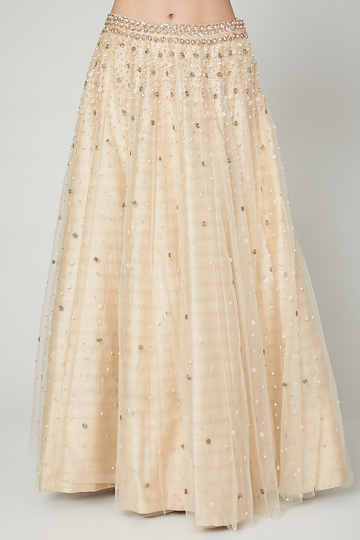 Beige Embroidered Wedding Lehenga Set by Nidhika Shekhar at Pernia's Pop Up Shop