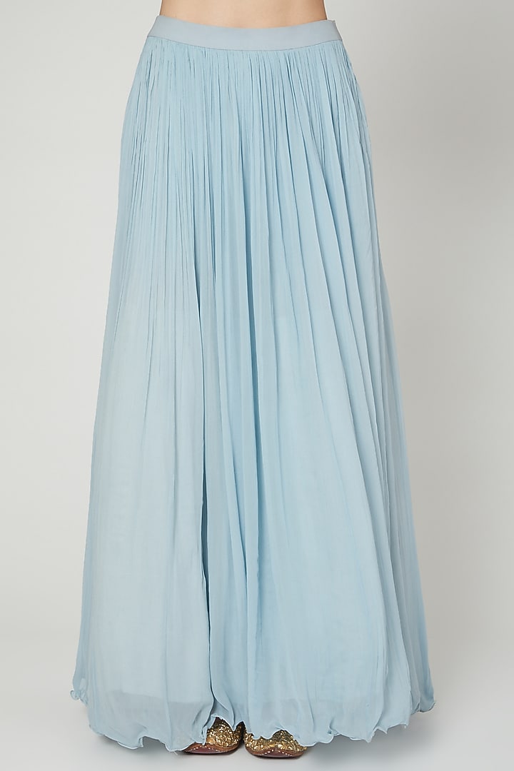Sky Blue Crinkled Georgette Wedding Lehenga Set by Nidhika Shekhar at Pernia's Pop Up Shop