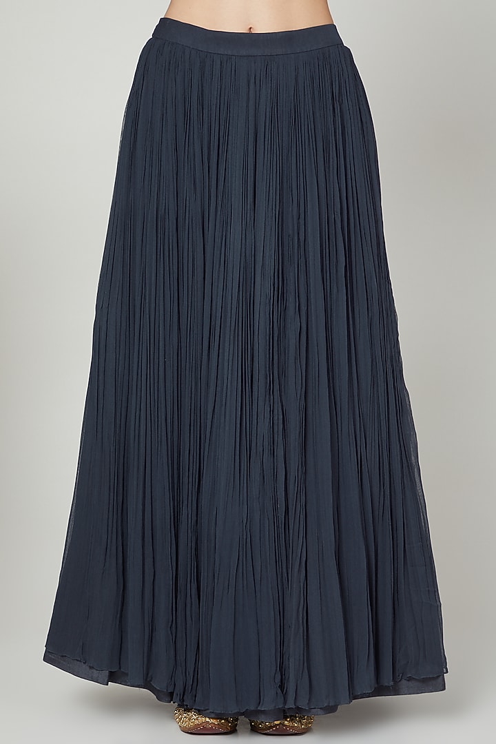Grey Crinkled Georgette Wedding Lehenga Set by Nidhika Shekhar at Pernia's Pop Up Shop