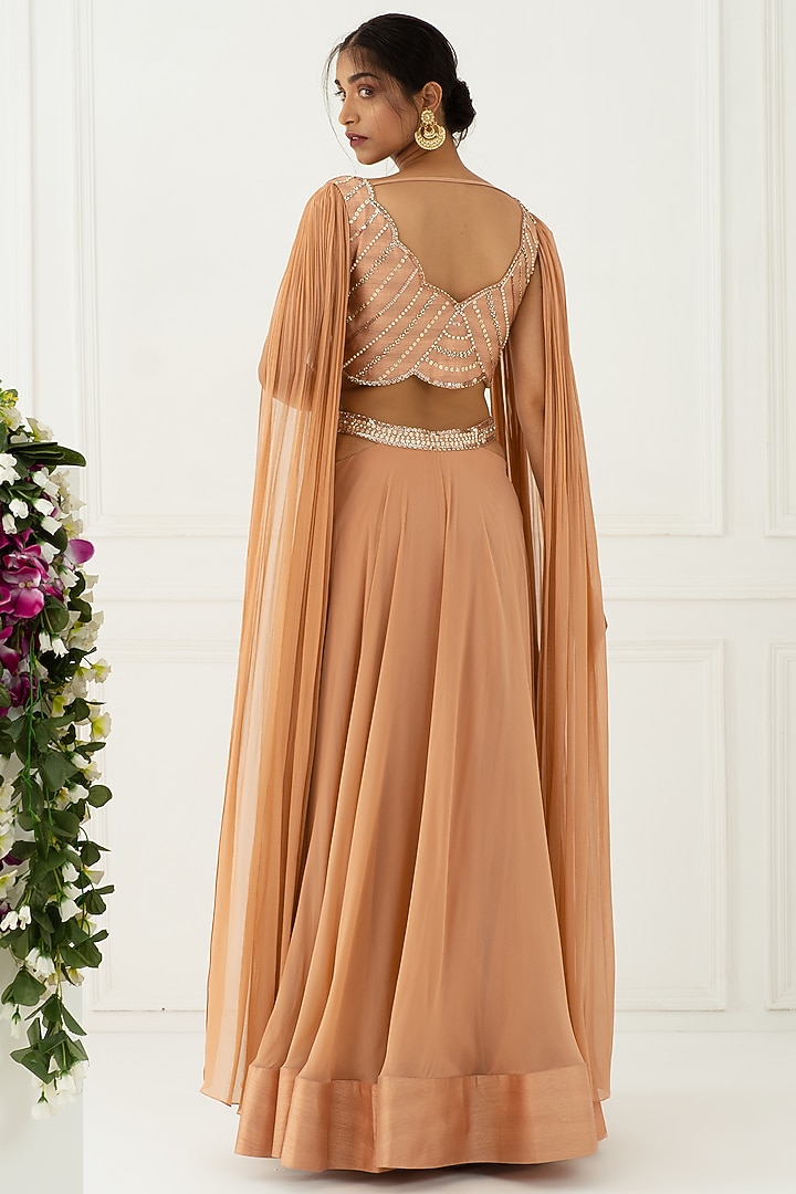 Blush Pink Hand Embroidered Cut-Out Engagement Gown by Nidhika Shekhar at Pernia's Pop Up Shop