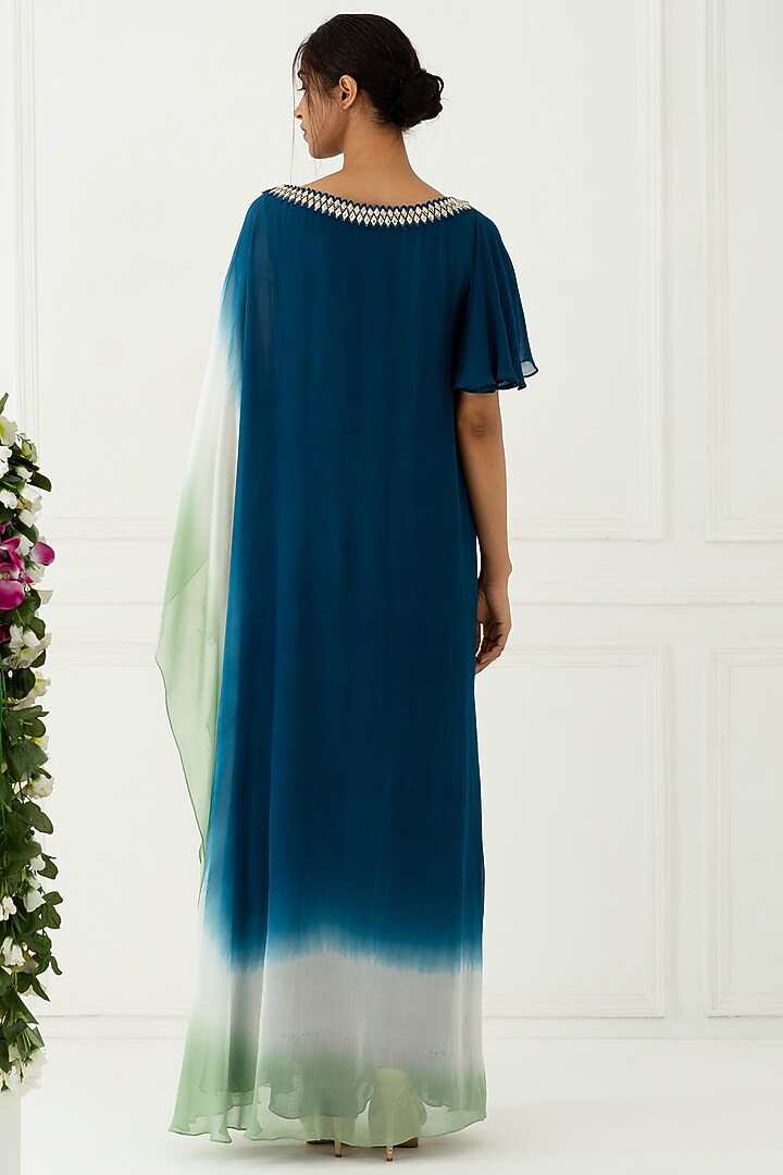Cobalt Blue Ombre Kaftan Vacation Dress by Nidhika Shekhar at Pernia's Pop Up Shop