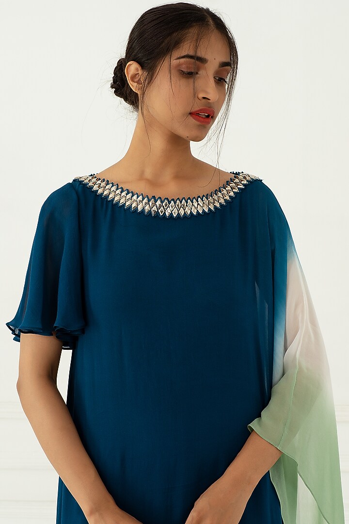 Cobalt Blue Ombre Kaftan Vacation Dress by Nidhika Shekhar at Pernia's Pop Up Shop