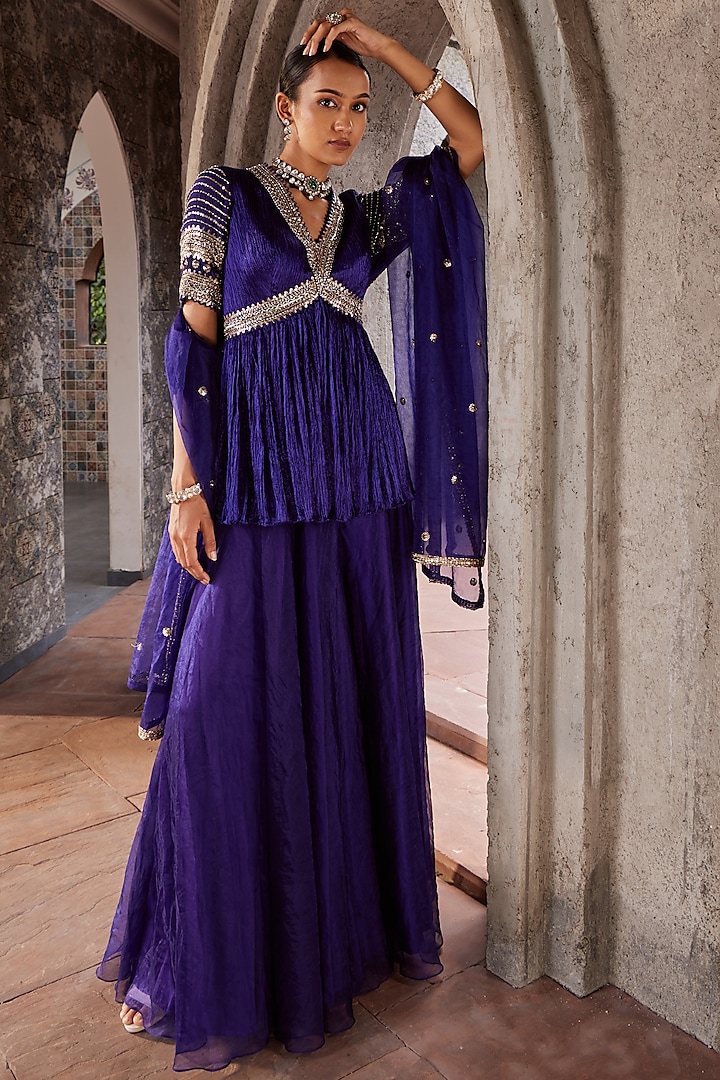 Purple Organza Sharara Set by Nidhika Shekhar at Pernia's Pop Up Shop