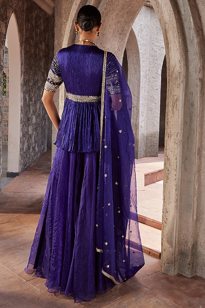 Purple Organza Wedding Sharara Set by Nidhika Shekhar at Pernia's Pop Up Shop