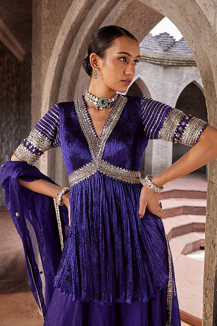 Purple Organza Wedding Sharara Set by Nidhika Shekhar at Pernia's Pop Up Shop
