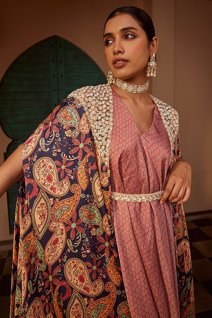 Multi-Colored Modal Printed Cape Set by Nidhika Shekhar at Pernia's Pop Up Shop
