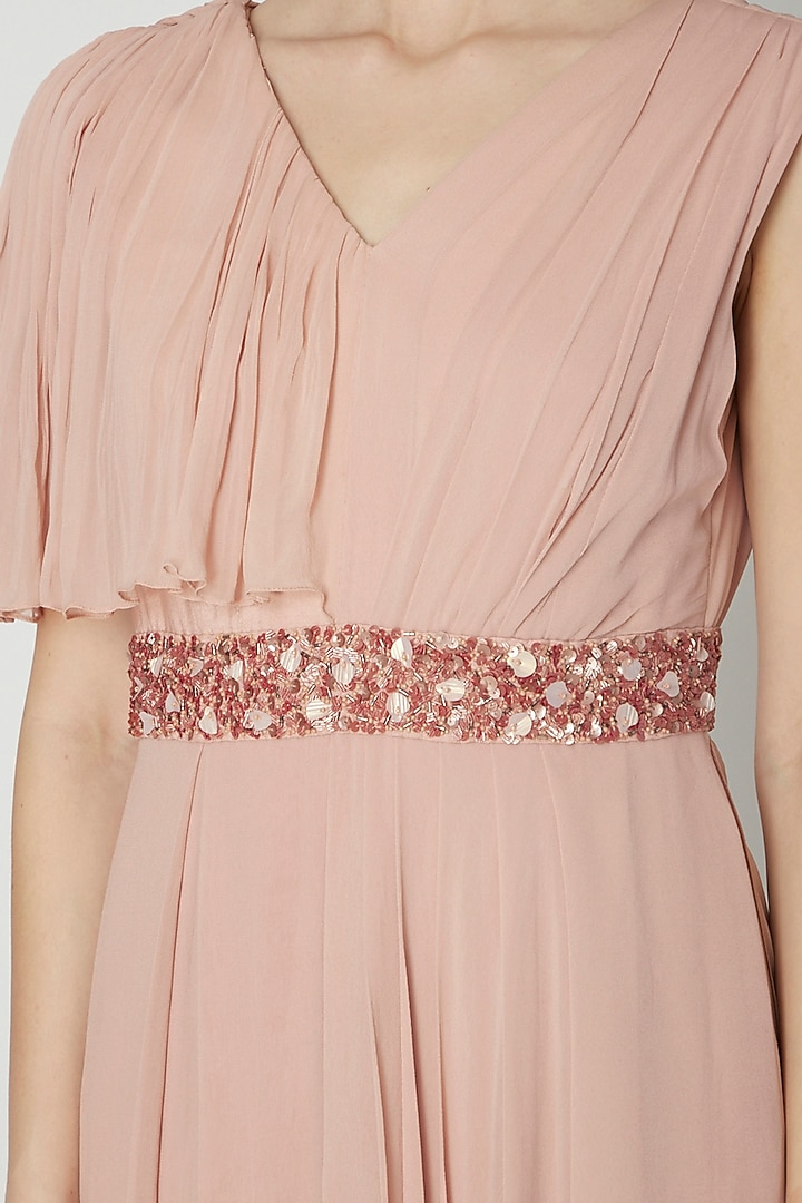Blush Pink Embroidered Jumpsuit by Nidhika Shekhar at Pernia's Pop Up Shop
