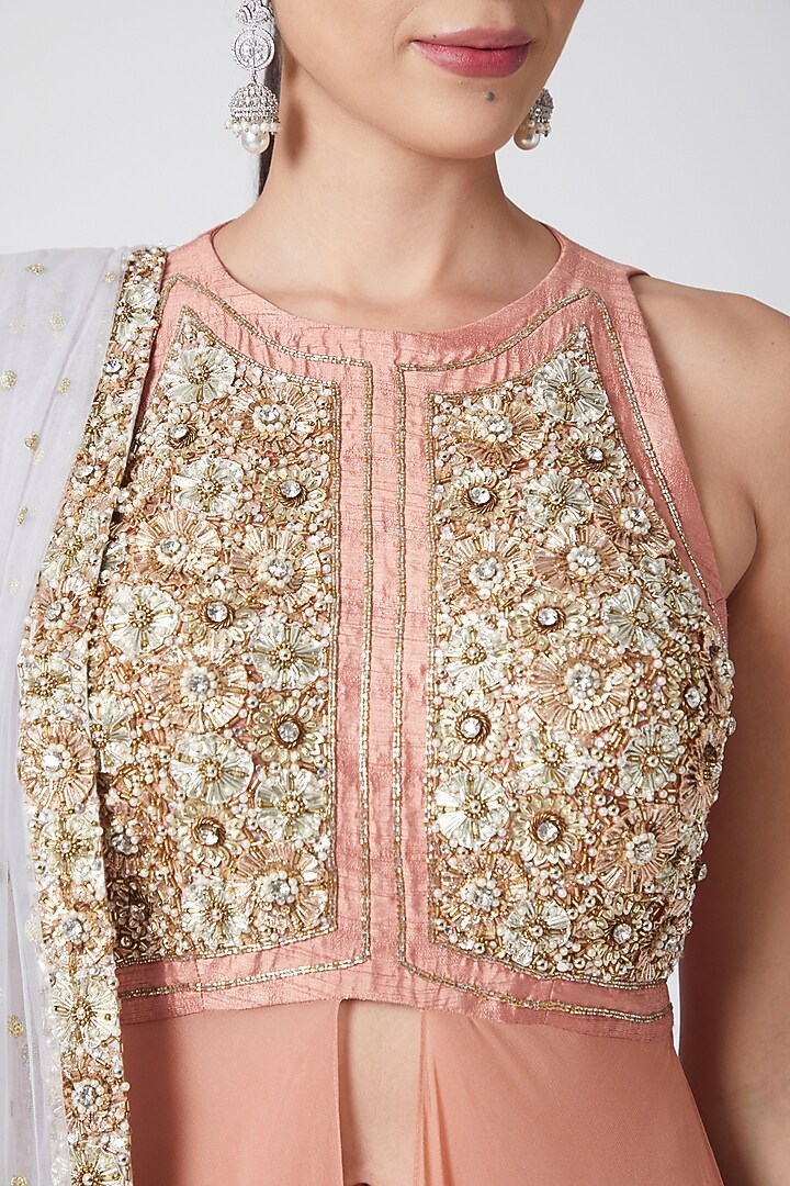 Blush Pink Embroidered Wedding Lehenga Set by Nidhika Shekhar at Pernia's Pop Up Shop