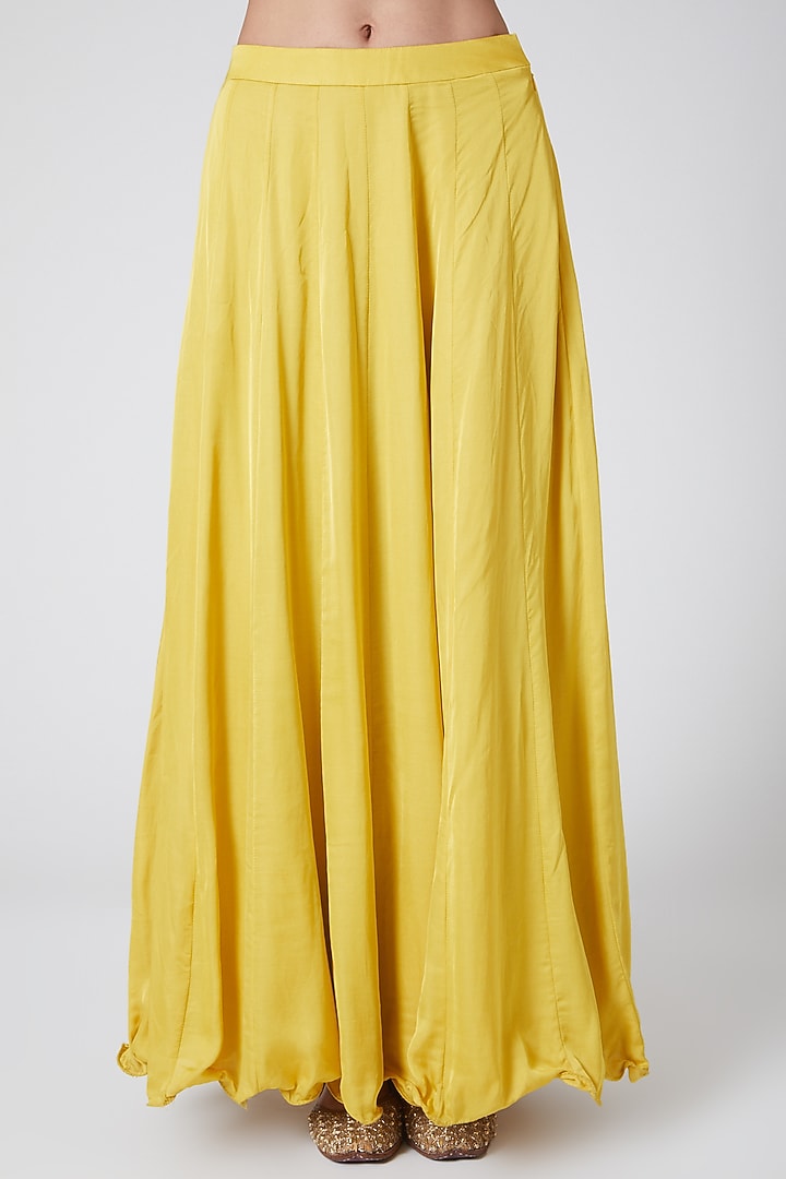 Yellow Georgette Ruffled Draped Wedding Saree by Nidhika Shekhar at Pernia's Pop Up Shop