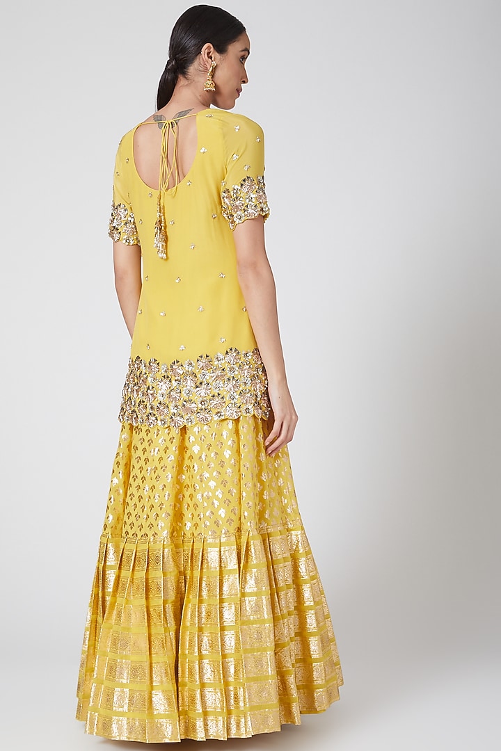 Yellow Embroidered Wedding Lehenga Set by Nidhika Shekhar at Pernia's Pop Up Shop