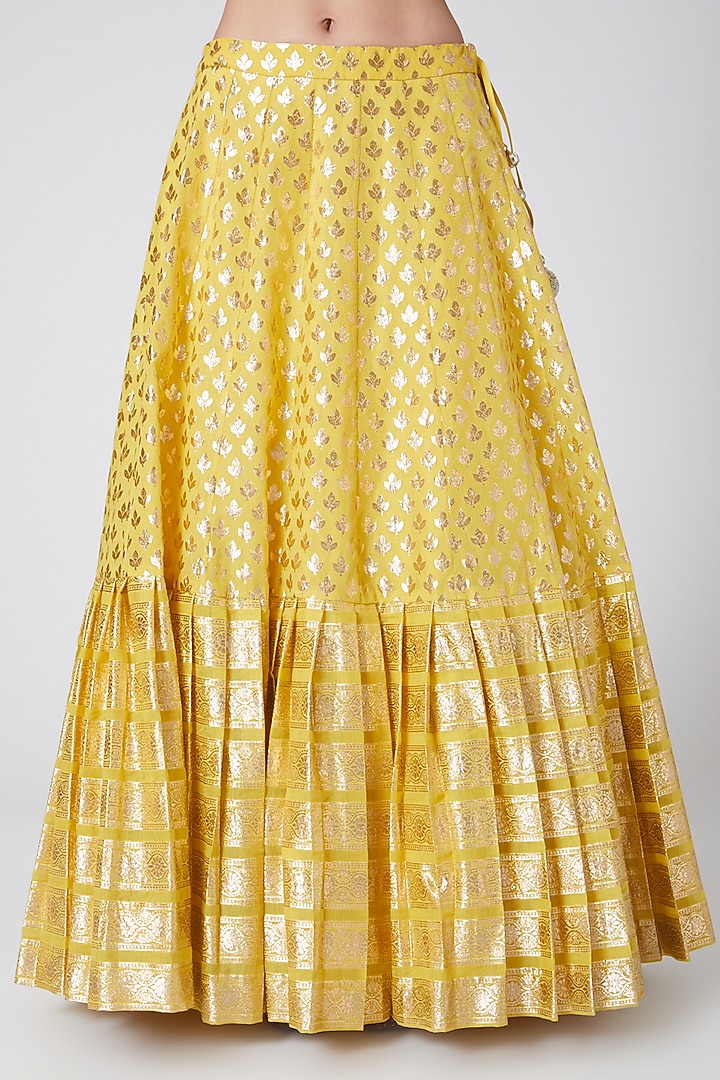 Yellow Embroidered Wedding Lehenga Set by Nidhika Shekhar at Pernia's Pop Up Shop