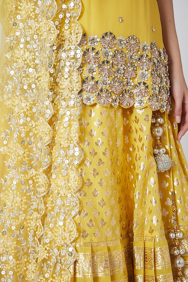 Yellow Embroidered Wedding Lehenga Set by Nidhika Shekhar at Pernia's Pop Up Shop
