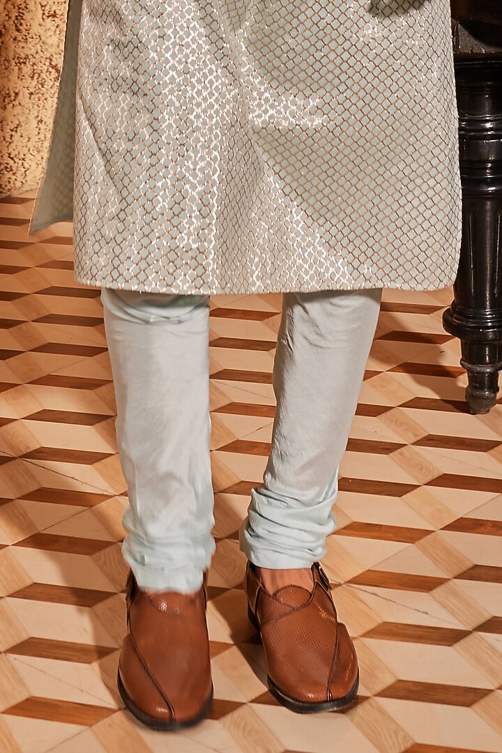 Aqua Silk Embroidered Bundi Jacket Set by Nidhika Shekhar Men at Pernia's Pop Up Shop