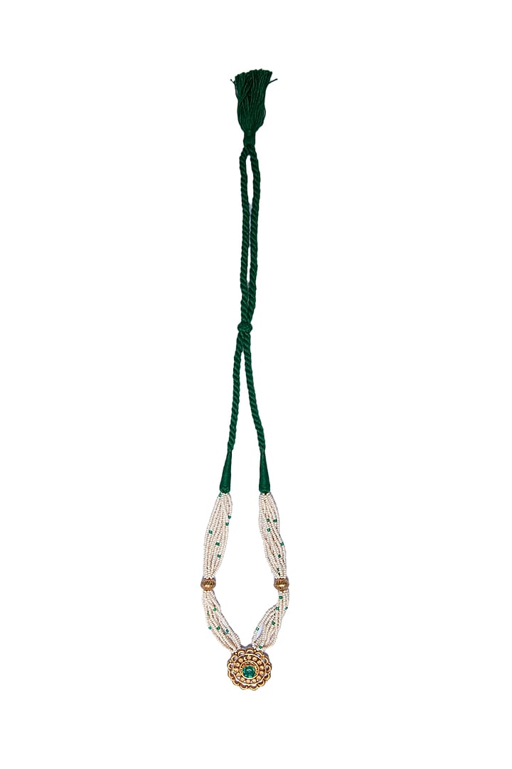 Gold Plated Pearl & Green Onyx Necklace In Sterling Silver by Neeta Boochra Jewellery at Pernia's Pop Up Shop