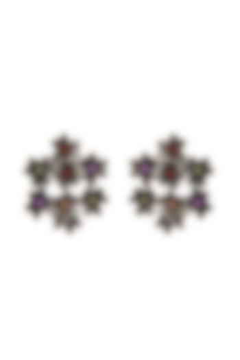 Silver Finish Gemstone Stud Earrings In Sterling Silver by Neeta Boochra Jewellery at Pernia's Pop Up Shop