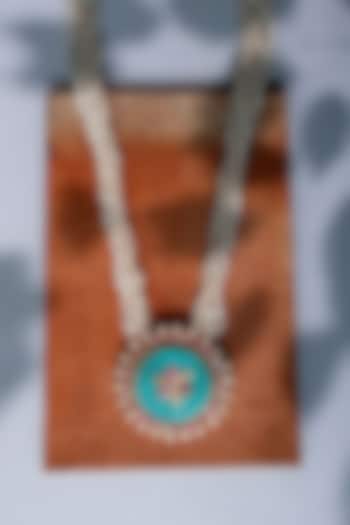 Gold Plated Turquoise & Pearl Necklace In Sterling Silver by Neeta Boochra Jewellery at Pernia's Pop Up Shop