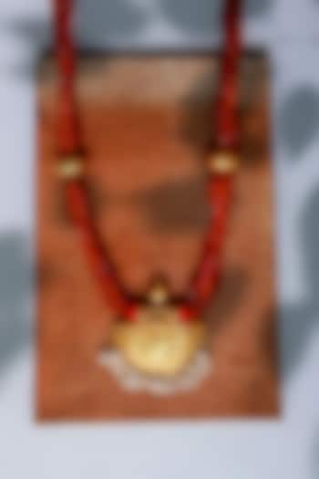 Gold Plated Carnelian Beaded Necklace In Sterling Silver by Neeta Boochra Jewellery at Pernia's Pop Up Shop