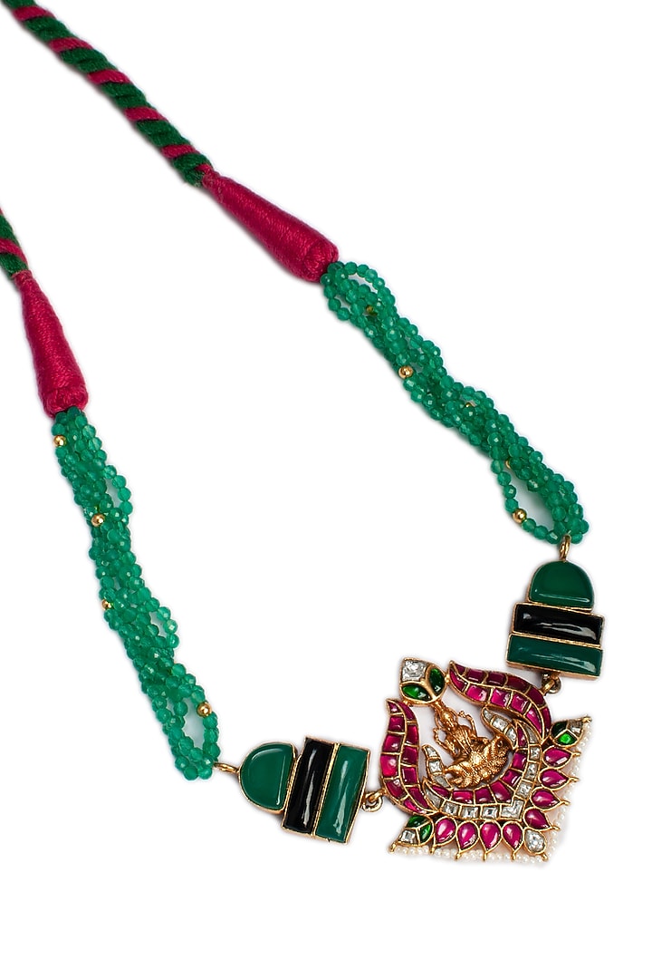 Gold Plated Kundan & Pearl Necklace In Sterling Silver by Neeta Boochra Jewellery at Pernia's Pop Up Shop